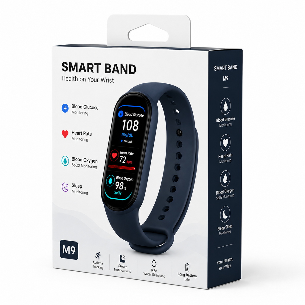 🔥80% OFF Launch Offer  🏆 2026 Pryxo™ M9 Non-Invasive Smart Band 📈12 health reports - No-Prick
