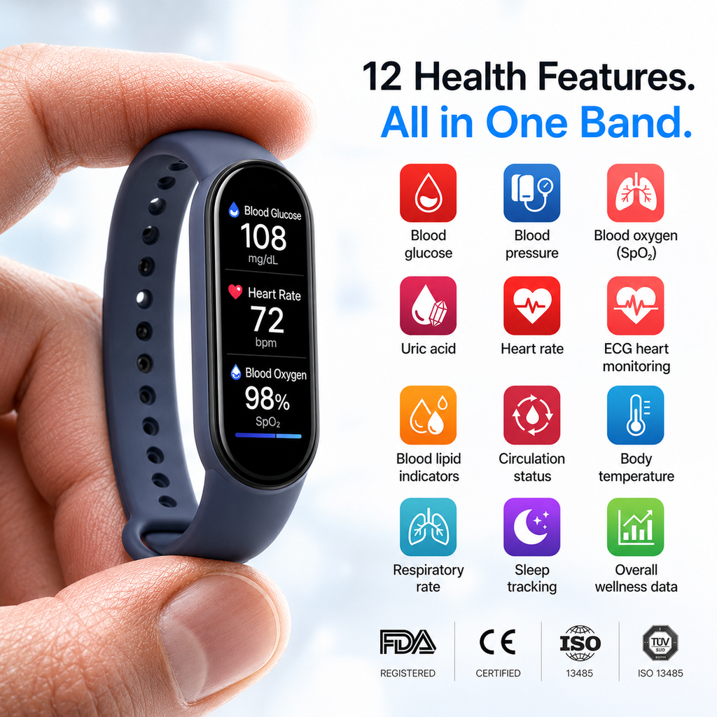 🔥80% OFF Launch Offer  🏆 2026 Pryxo™ M9 Non-Invasive Smart Band 📈12 health reports - No-Prick