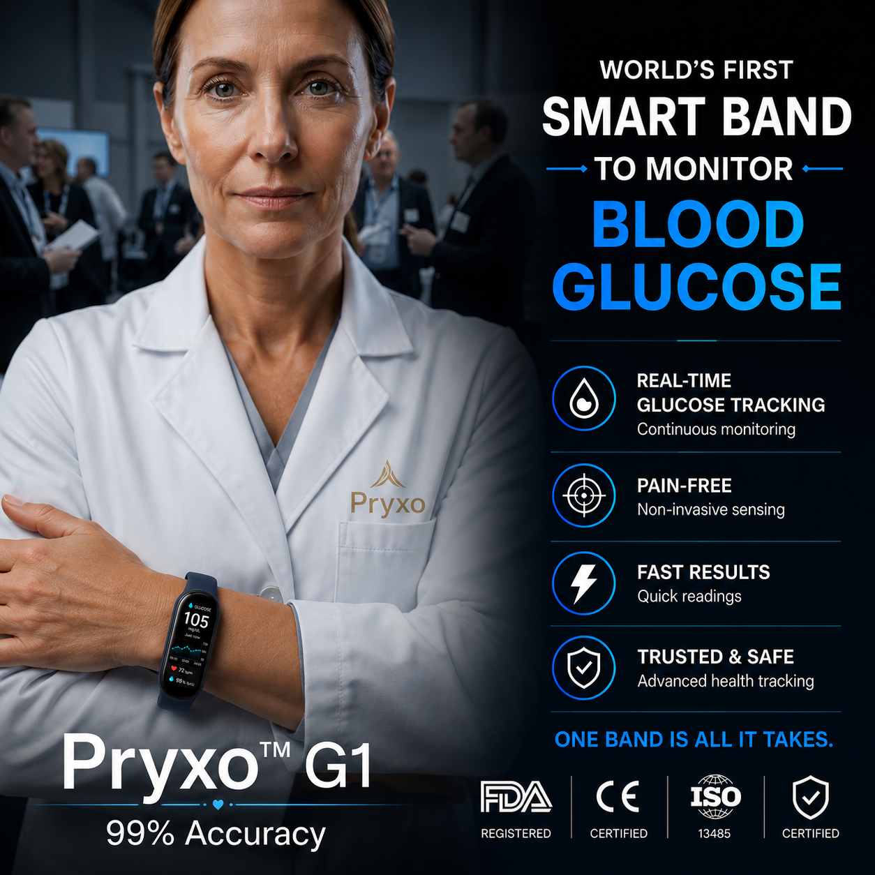 🔥80% OFF Launch Offer  🏆 2026 Pryxo™ M9 Non-Invasive Smart Band 📈12 health reports - No-Prick
